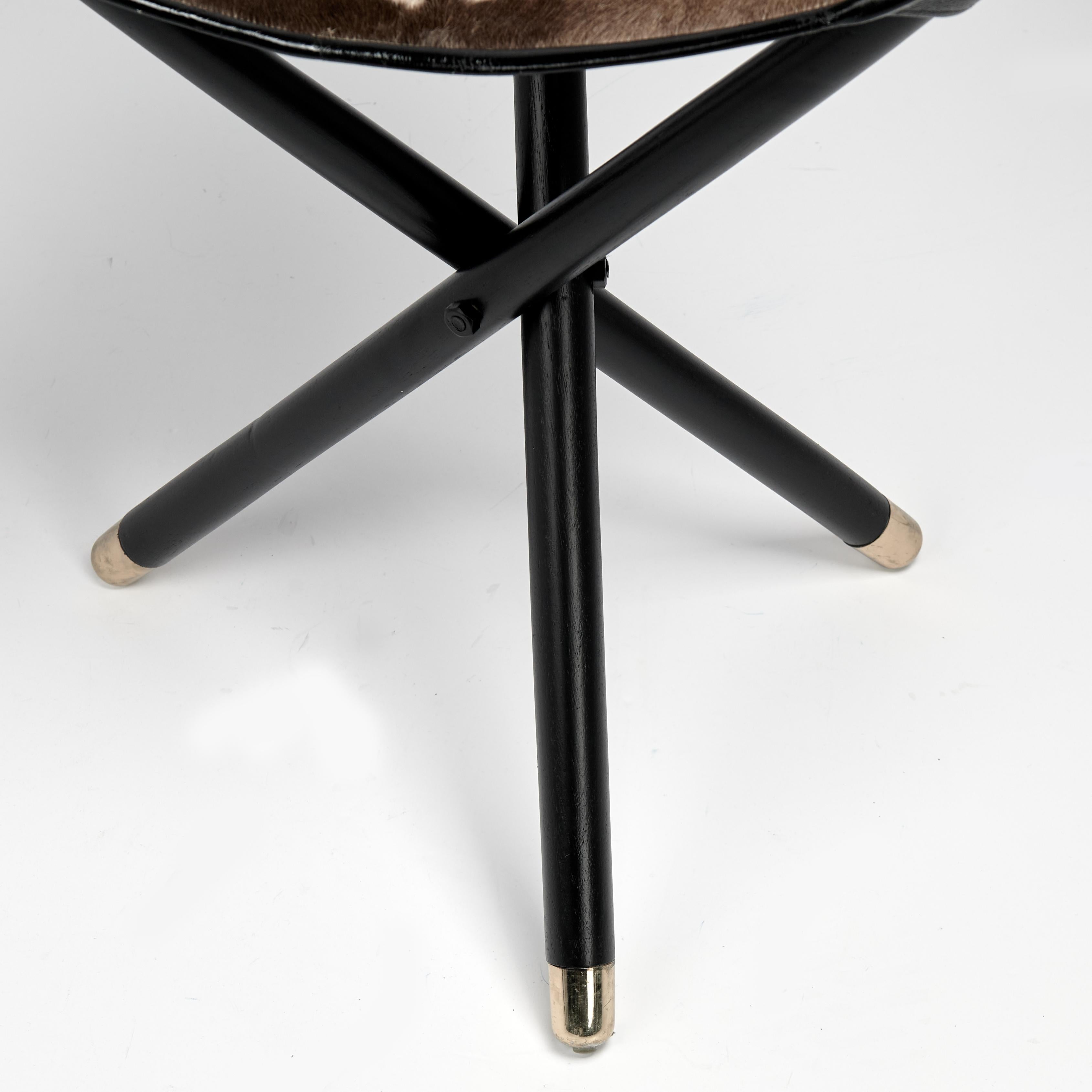 Vintage British Colonial Style Zebra Safari Folding Stool or Seat For Sale 1