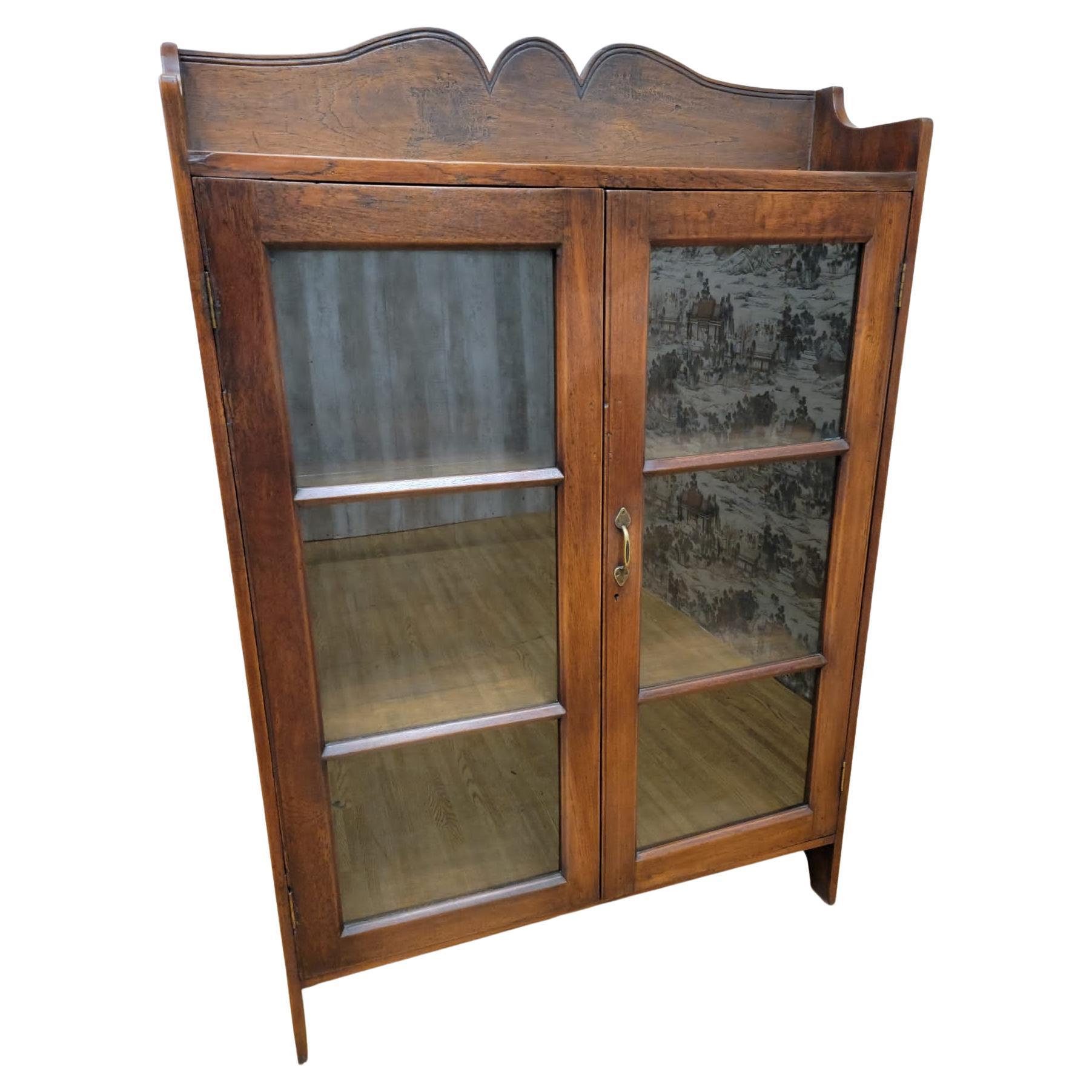 Vintage Thai British Colonial Teak and Glass Display Cabinet For Sale