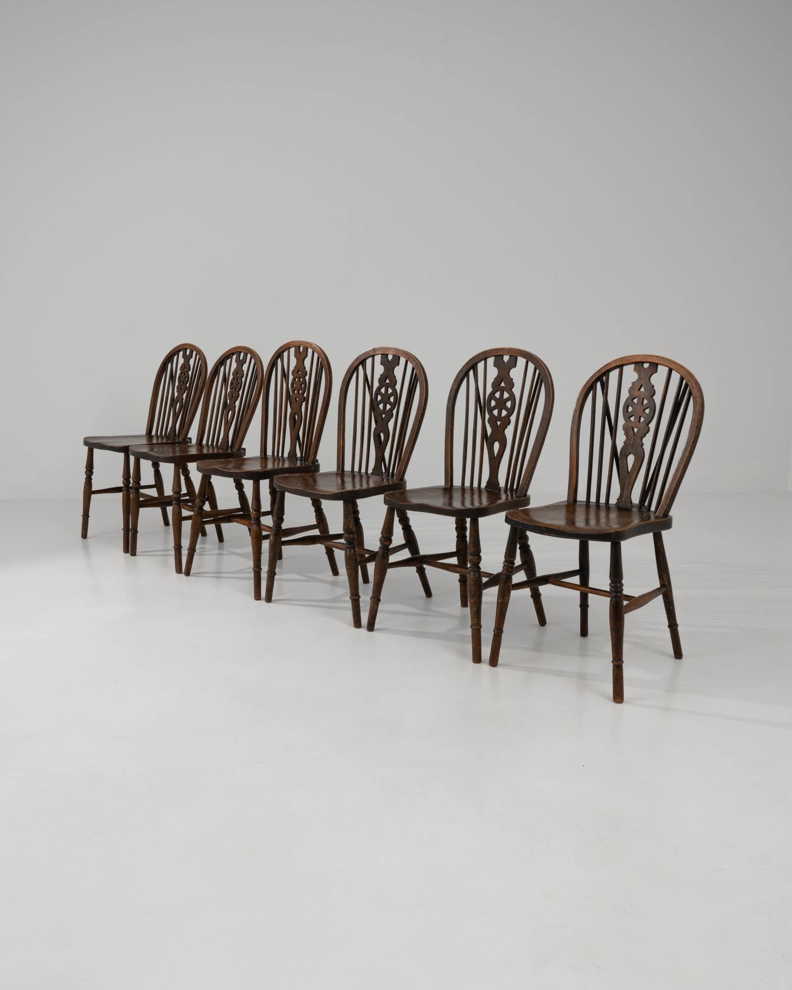 Vintage British Country Dining Chairs, Set of Six 6