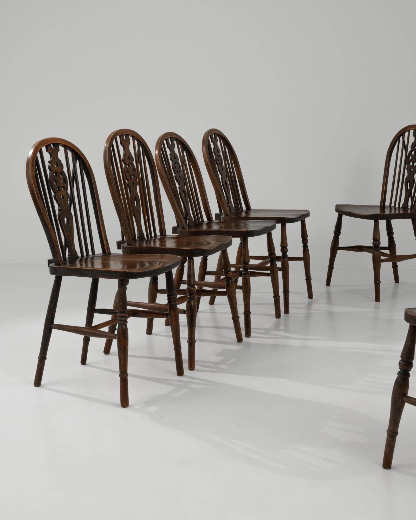 20th Century Vintage British Country Dining Chairs, Set of Six