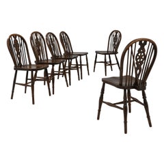 Antique British Country Dining Chairs, Set of Six