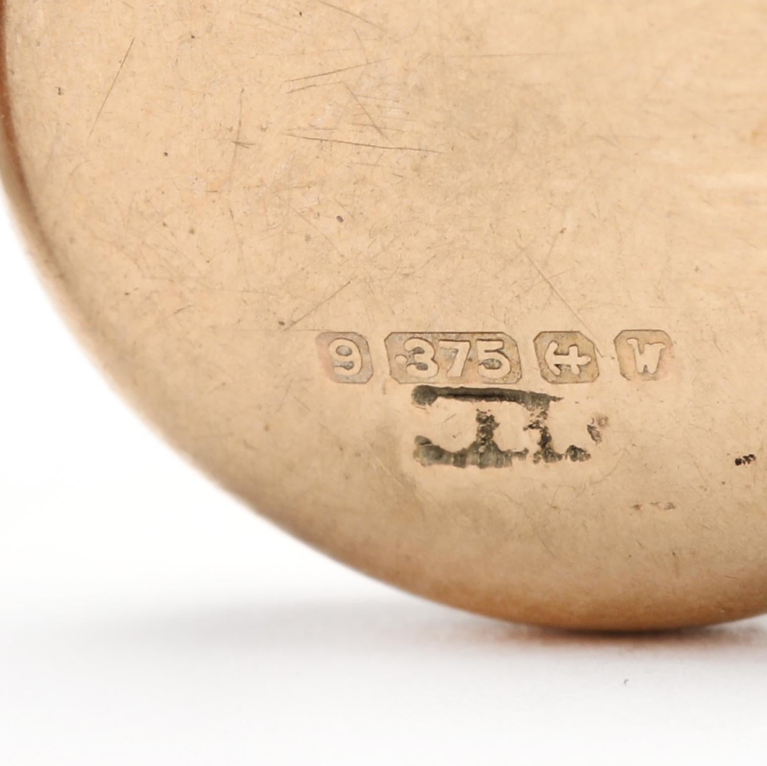 Women's or Men's Vintage British Engraved Round Locket, 9k Yellow Gold, Small