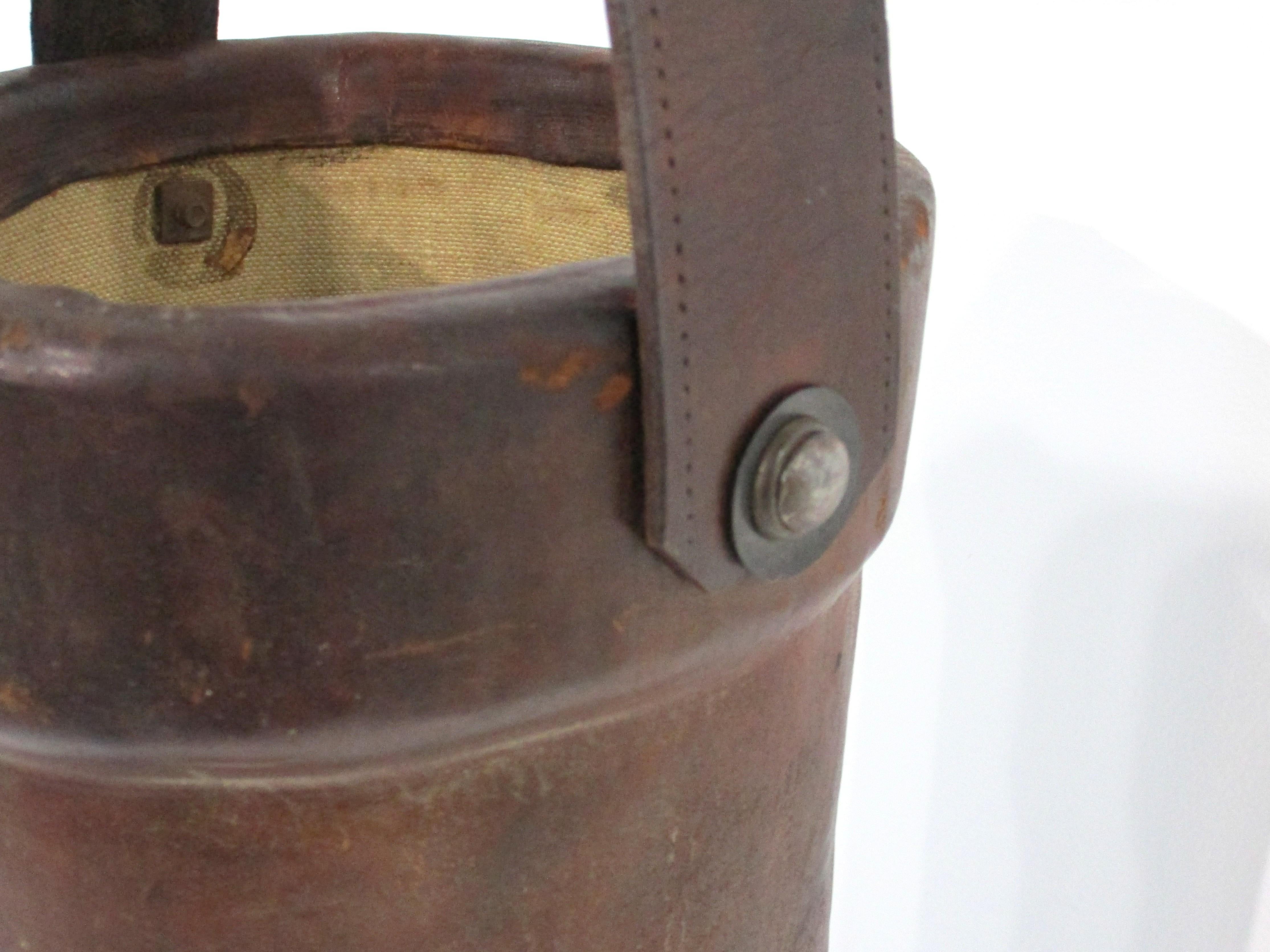 Metal Vintage British Fire / Powder Bucket Umbrella Stand Cane Holder For Sale