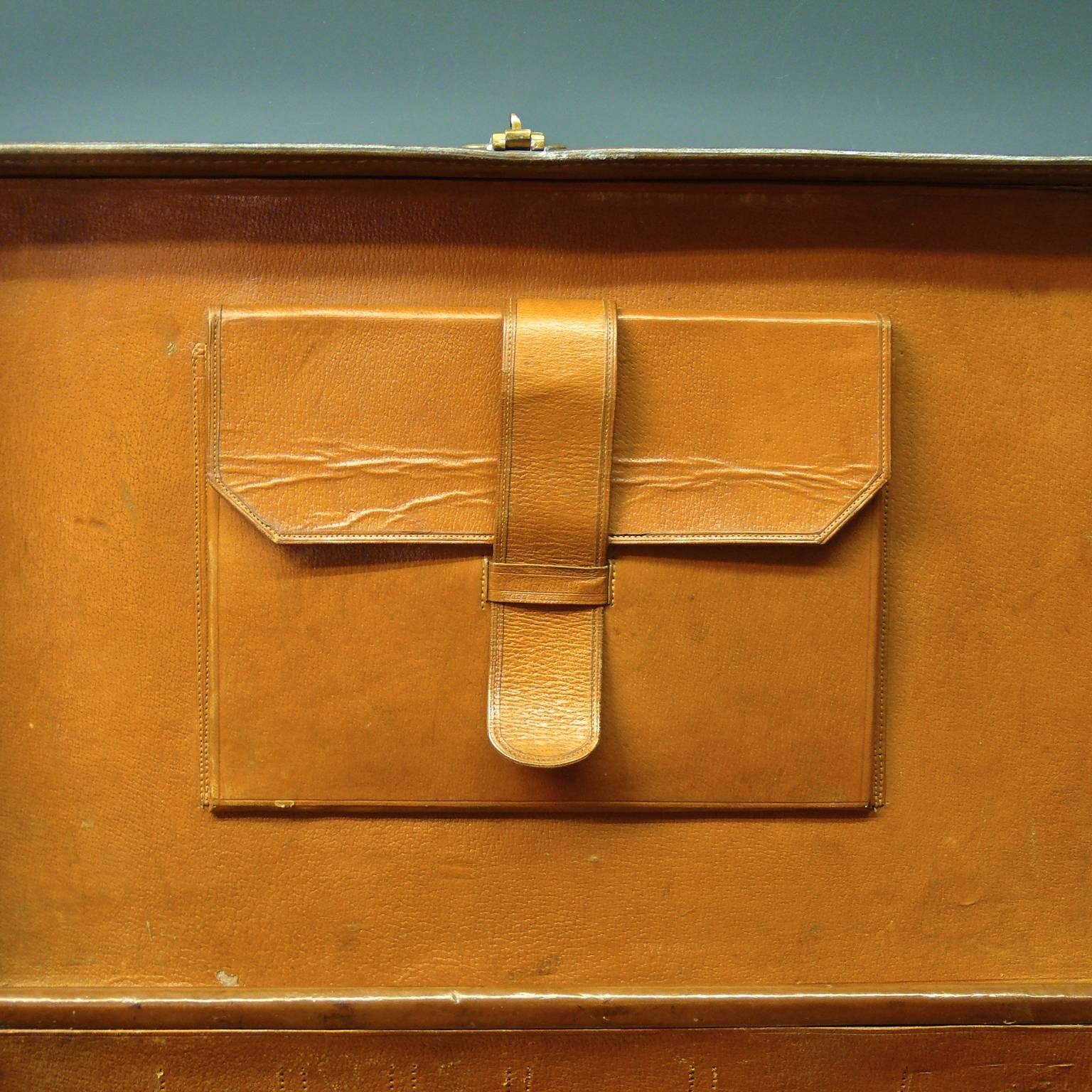 Vintage British Leather Suitcase, circa 1910 2