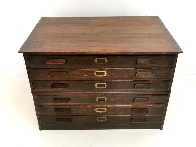 Vintage British Made Oak Plan Chest of Drawers Artists Map Table For Sale at 1stDibs vintage