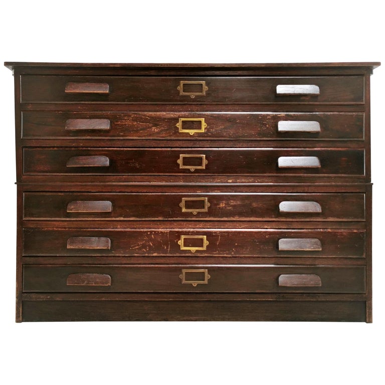Vintage British Made Oak Plan Chest of Drawers Artists Map Table For Sale at 1stDibs vintage