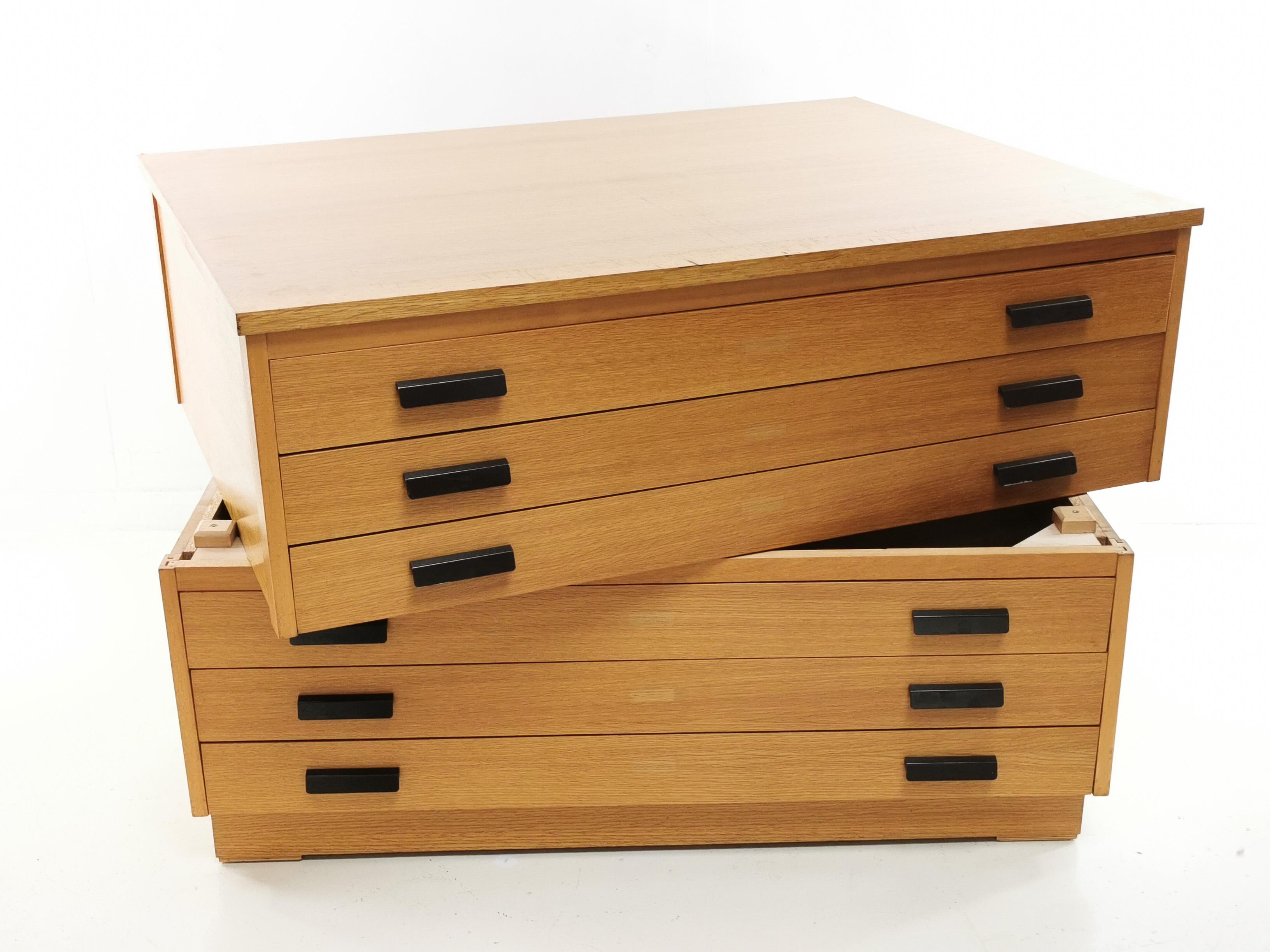 Mid-Century Modern Vintage British Made Plan Chest of Drawers Artists Architects Map Table For Sale