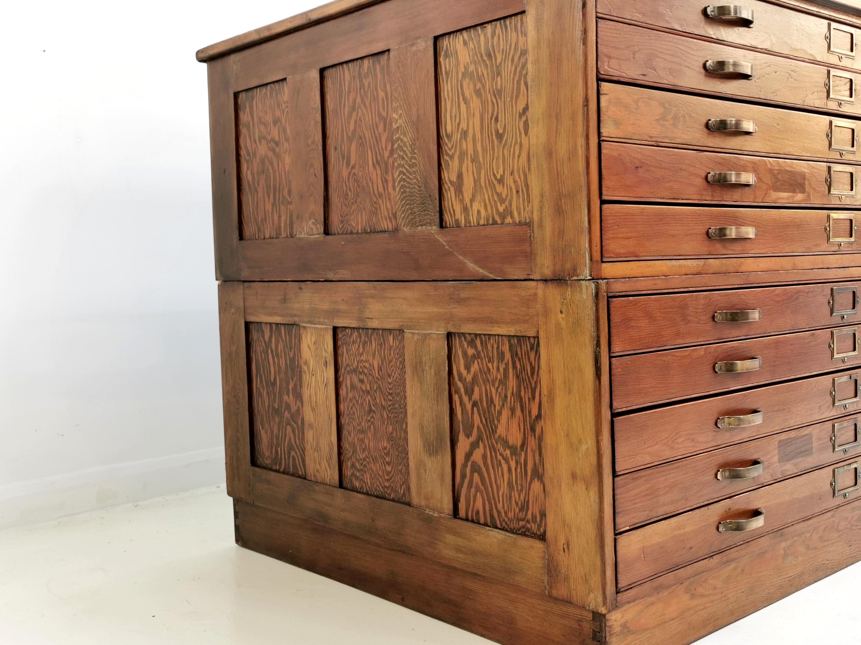 Mid-Century Modern Vintage British Made Plan Chest of Drawers Artists Map Table For Sale