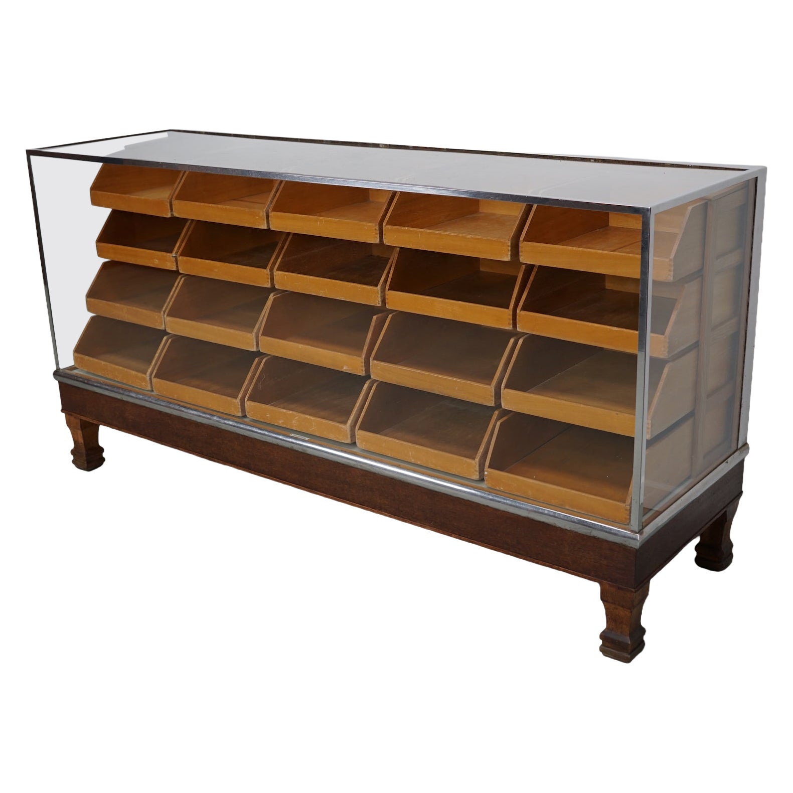 Vintage British Maple 
Oak Haberdashery Cabinet or Shop Counter, 1930s