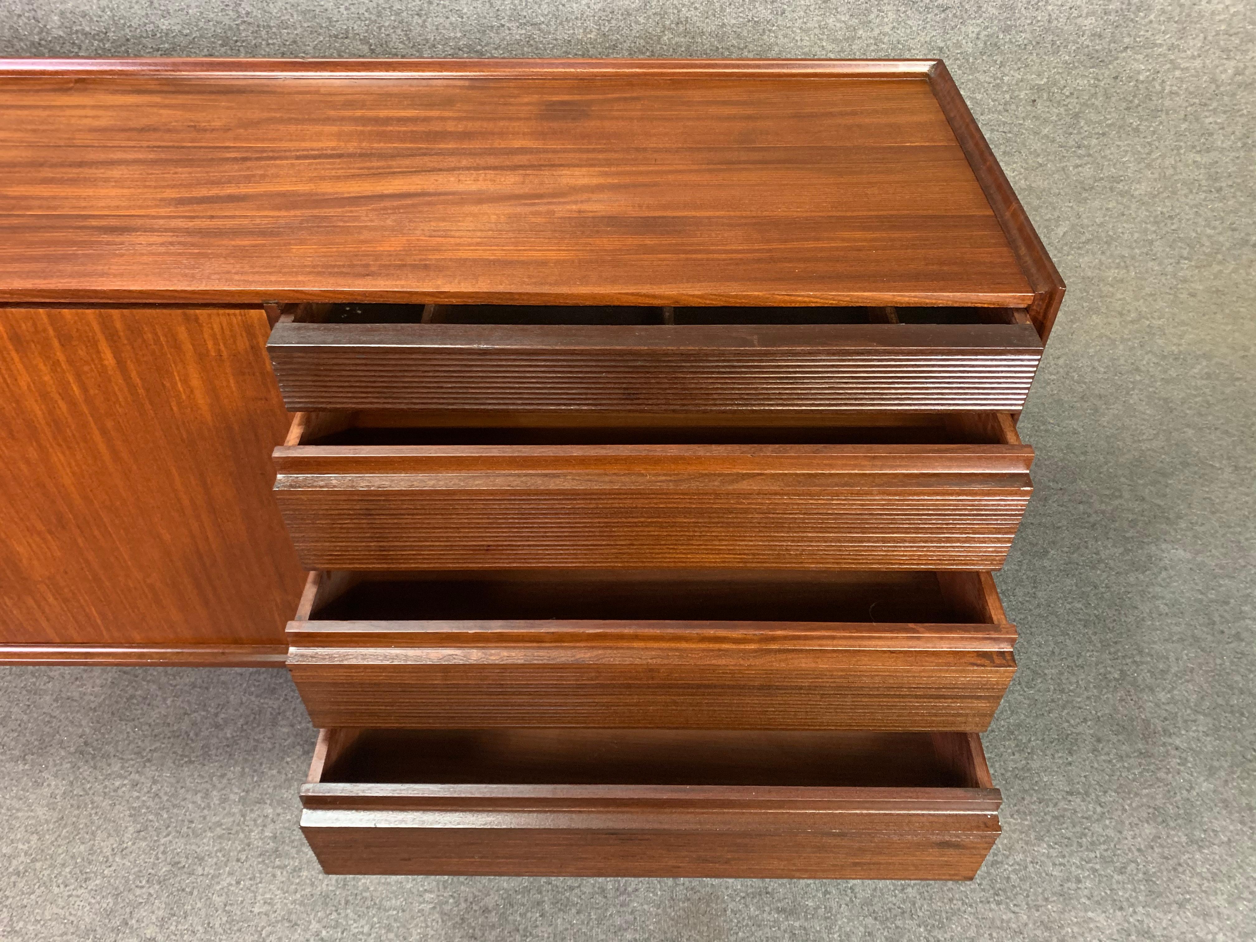 Vintage British Mid-Century Modern Afromasia Teak Credenza by Richard Hornby In Good Condition For Sale In San Marcos, CA
