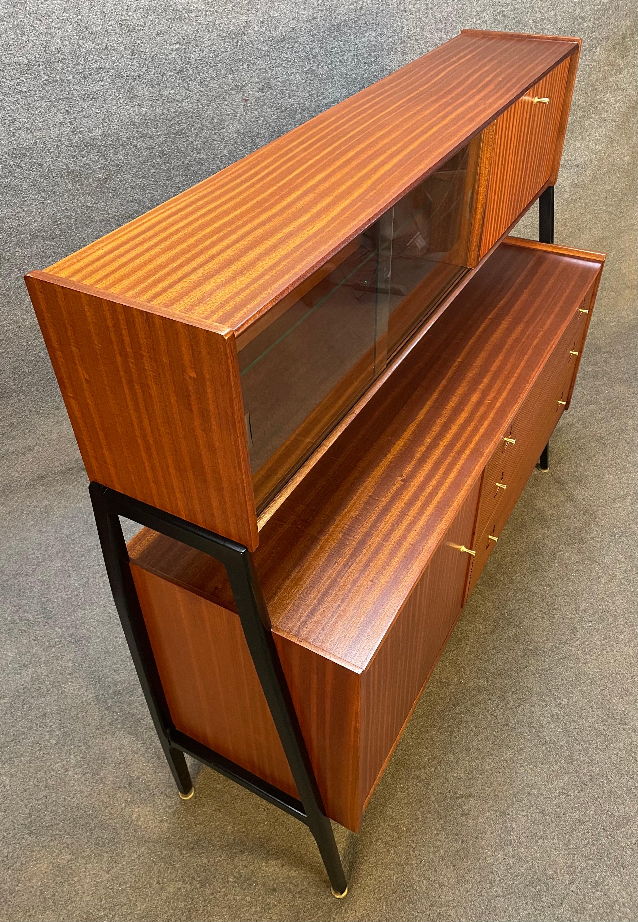 Mid-Century Modern Vintage British Mid Century Modern Cherry Hutch Credenza by Nathan