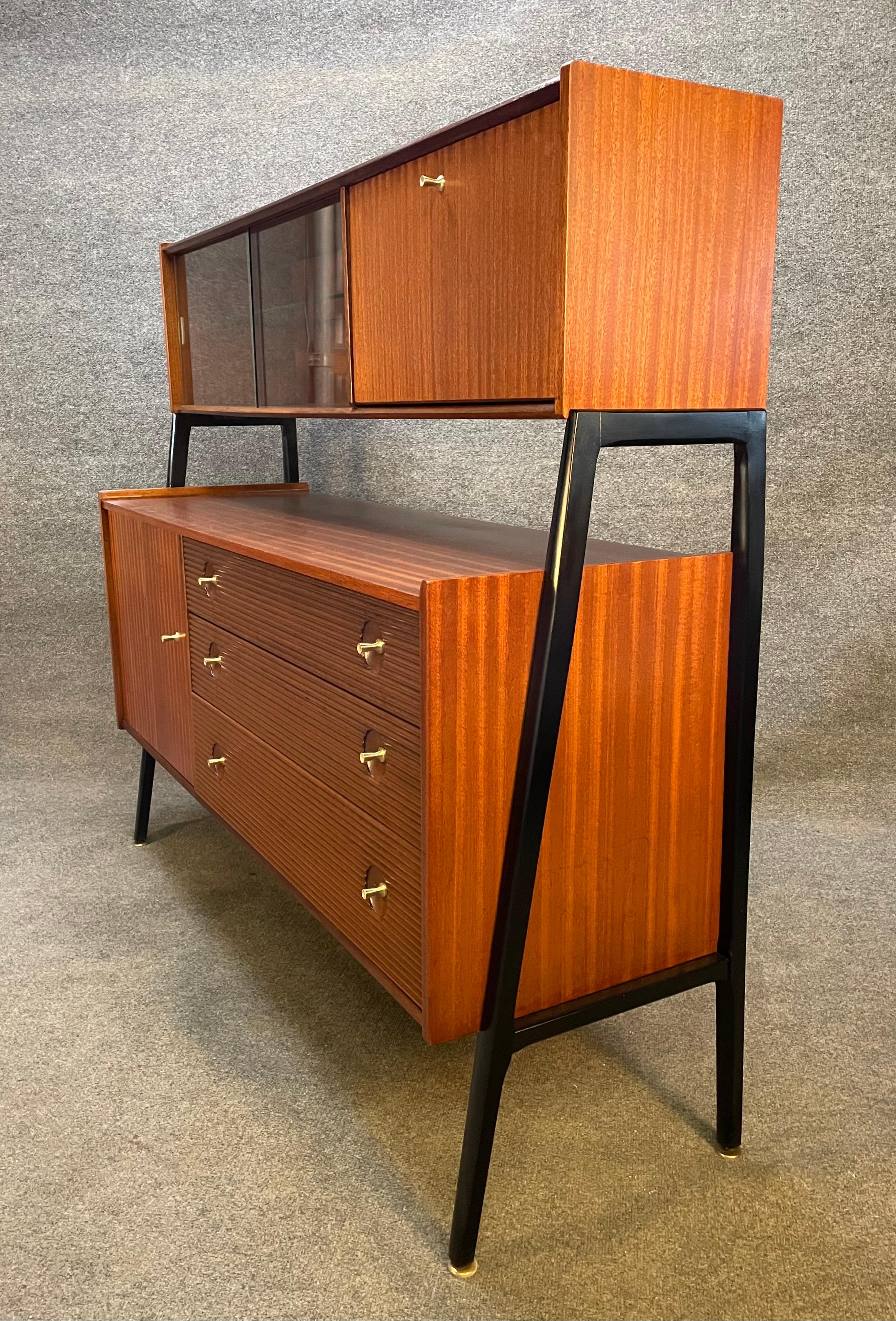 Mid-20th Century Vintage British Mid Century Modern Cherry Hutch Credenza by Nathan