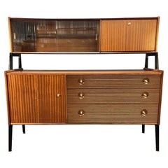 Retro British Mid Century Modern Cherry Hutch Credenza by Nathan