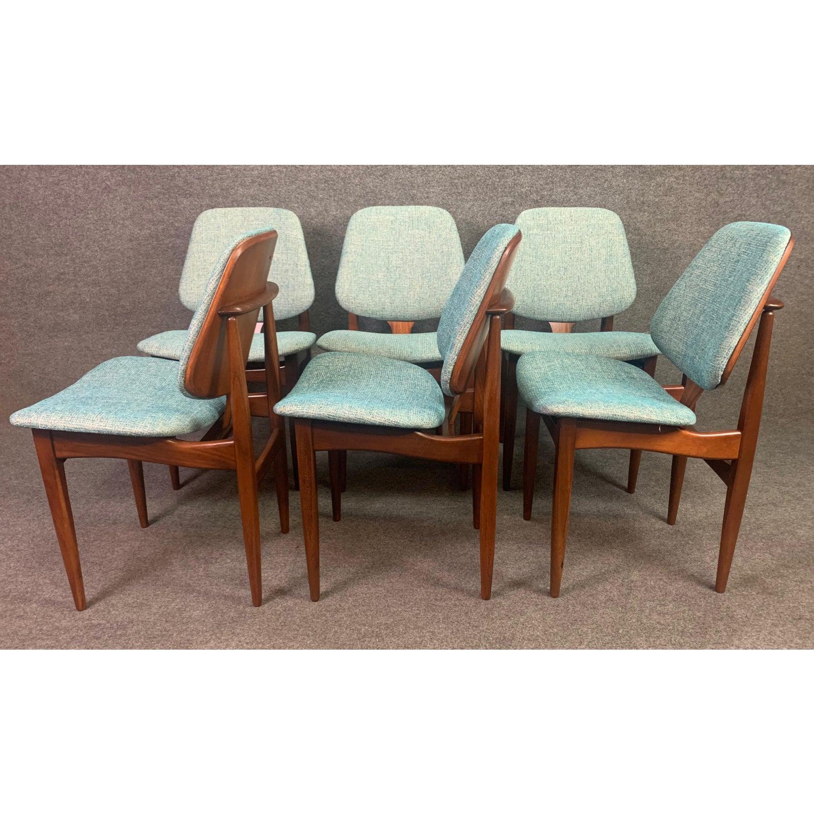 English Vintage British Mid-Century Modern Teak Chairs by Elliotts of Newbury, Set of 6