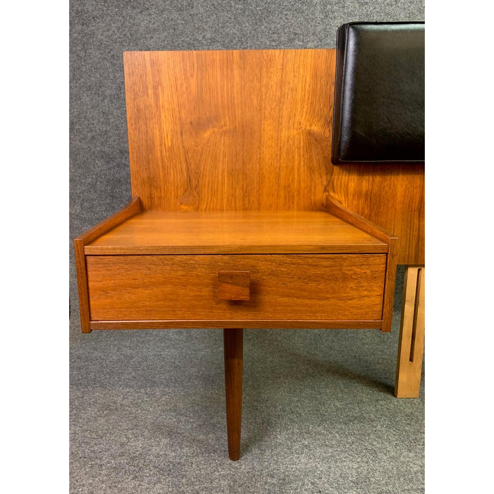 Vintage British Mid-Century Modern Teak Nightstands and Headboard by Kofod Larse 1