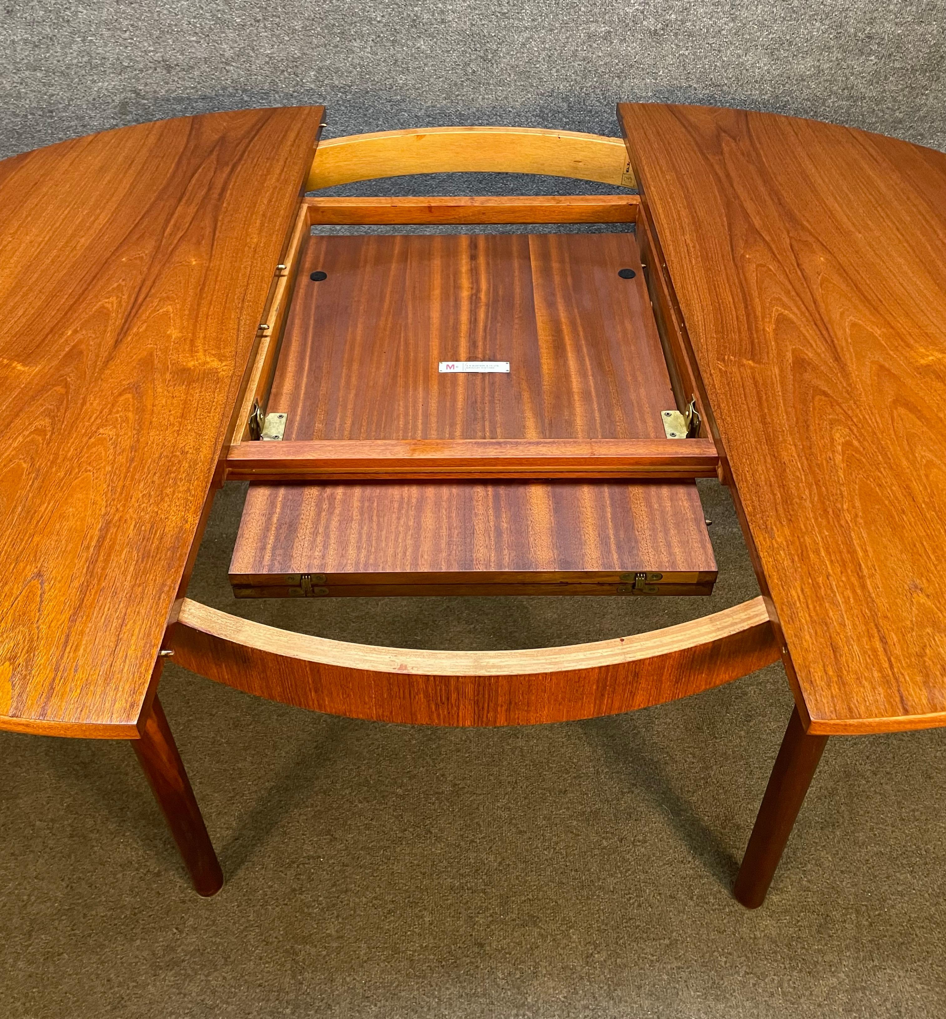 Woodwork Vintage British Mid Century Modern Teak Round Dining Table by A.H. McIntosh