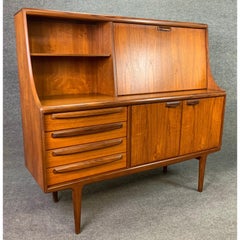 Vintage British Mid-Century Modern Teak Secretary Desk by A. Younger Ltd.
