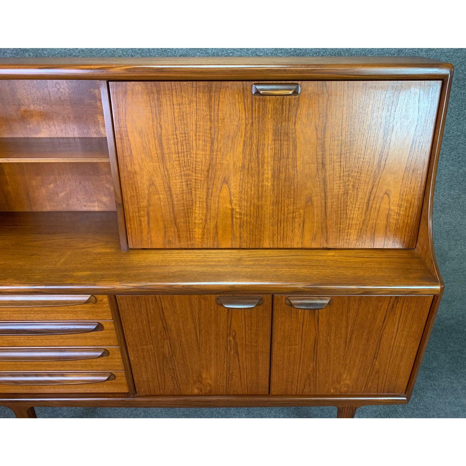 English Vintage British Mid-Century Modern Teak Secretary Desk by A. Younger Ltd.