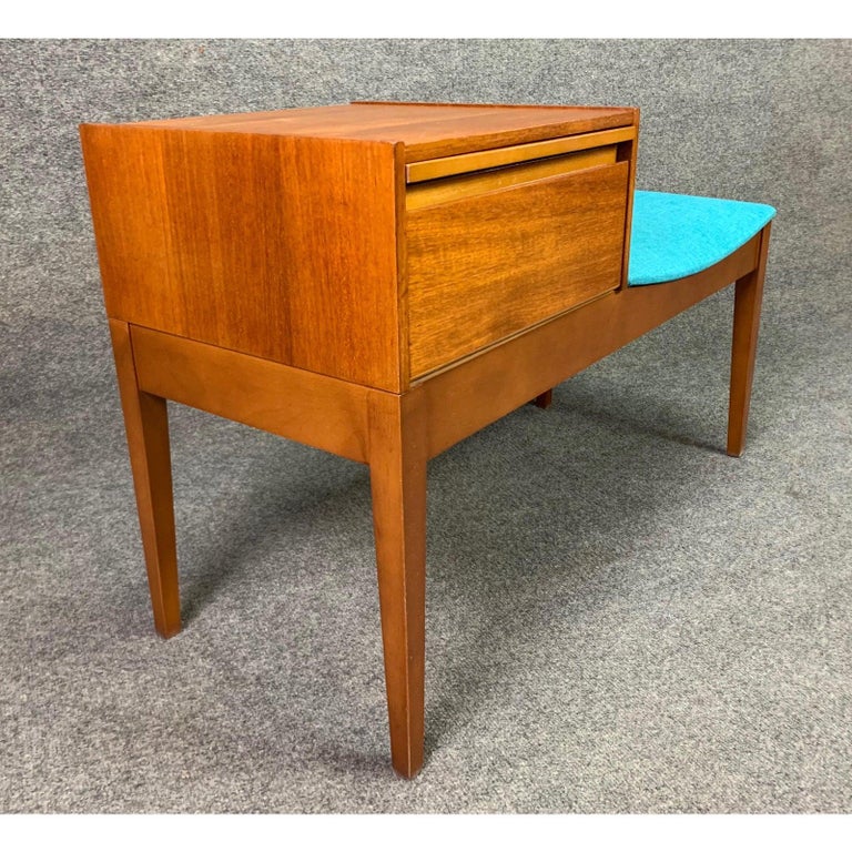 Vintage British MidCentury Modern Teak Telephone Bench at 1stDibs