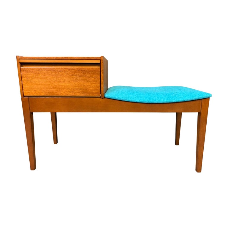 Vintage British Mid Century Modern Teak Telephone Bench at 1stDibs