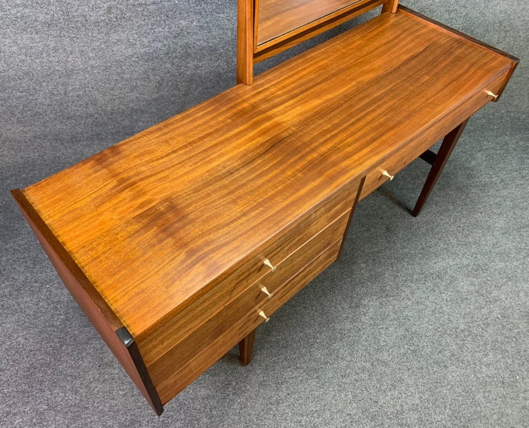 Vintage British MidCentury Modern Teak Vanity and Mirror by A. Younger