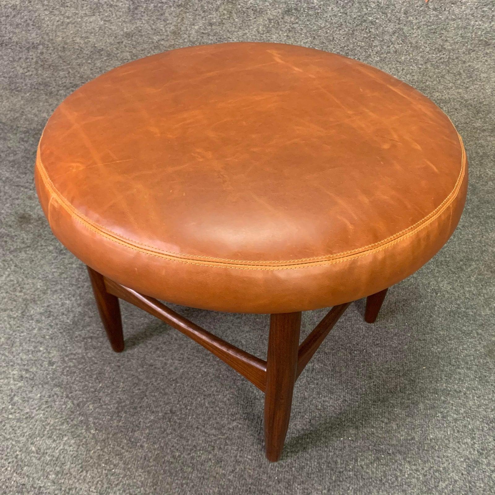 Vintage British Midcentury Teak & Leather Ottoman by Kofod Larsen for G Plan 1