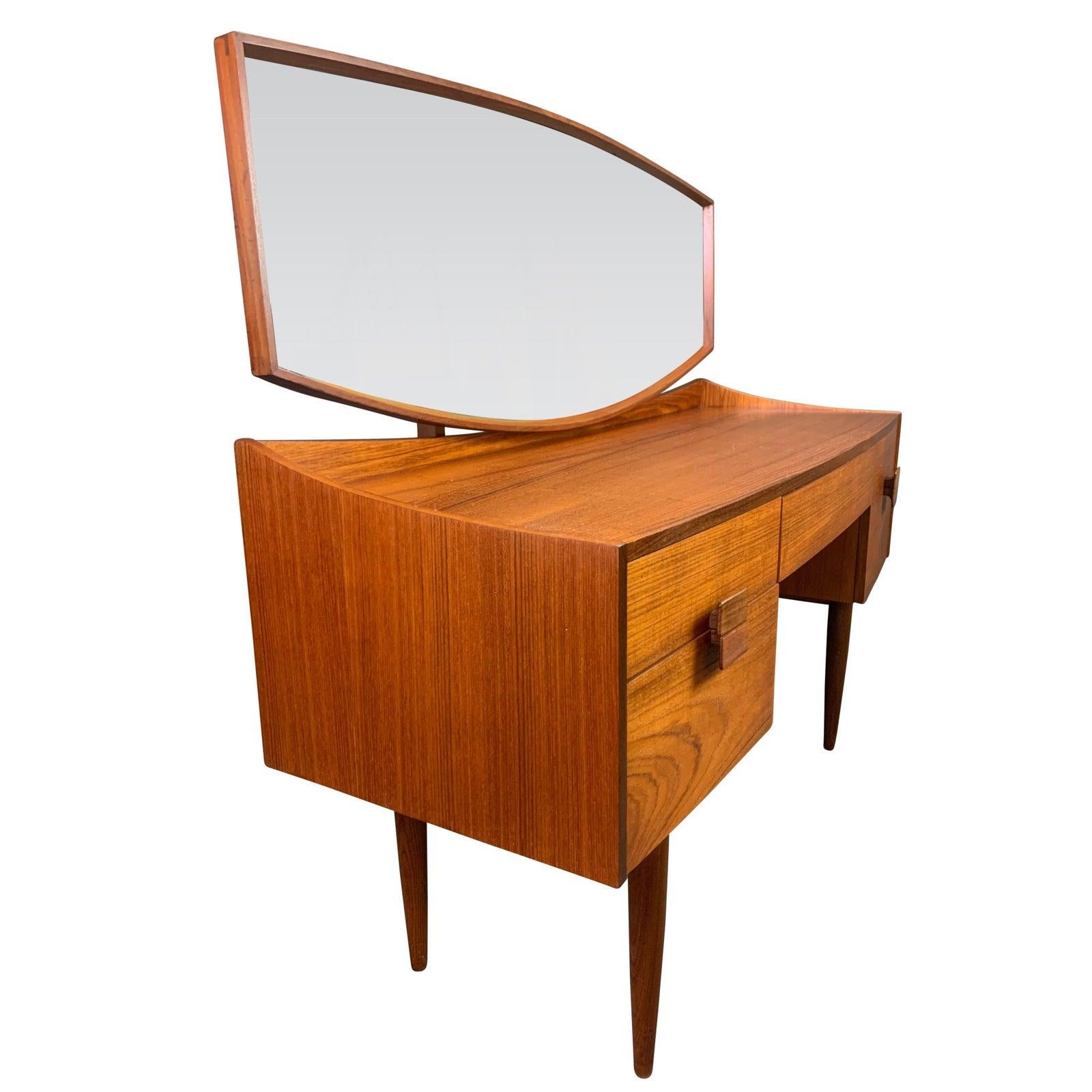 Woodwork Vintage British Midcentury Teak Vanity and Mirror by Kofod Larsen for G Plan