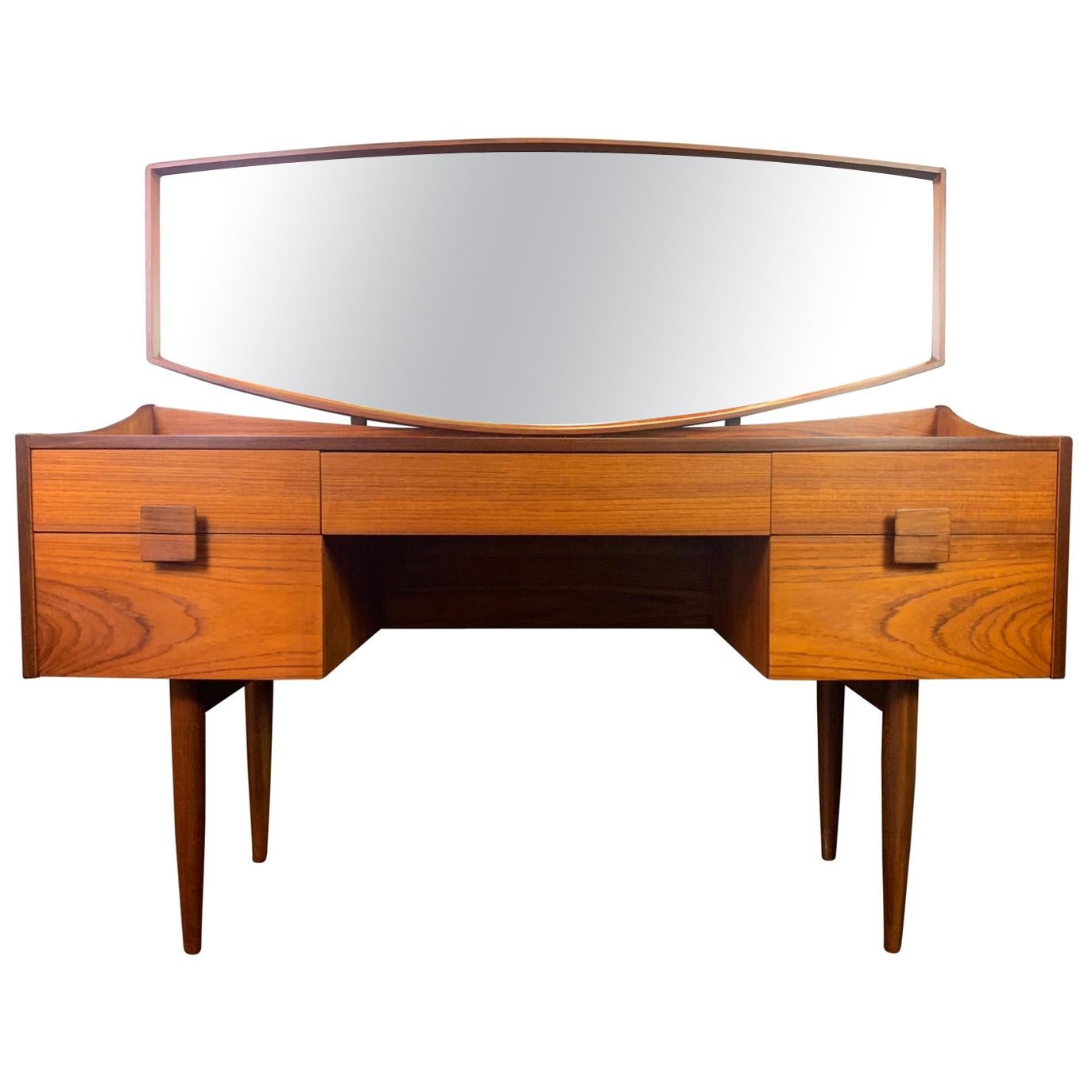 Vintage British Midcentury Teak Vanity and Mirror by Kofod Larsen for G Plan