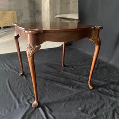 Vintage British Queen Anne Style Carved Mahogany Game Table