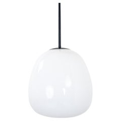 Pair of Vintage British School Opaline Glass Large Tulip Pendant Lights