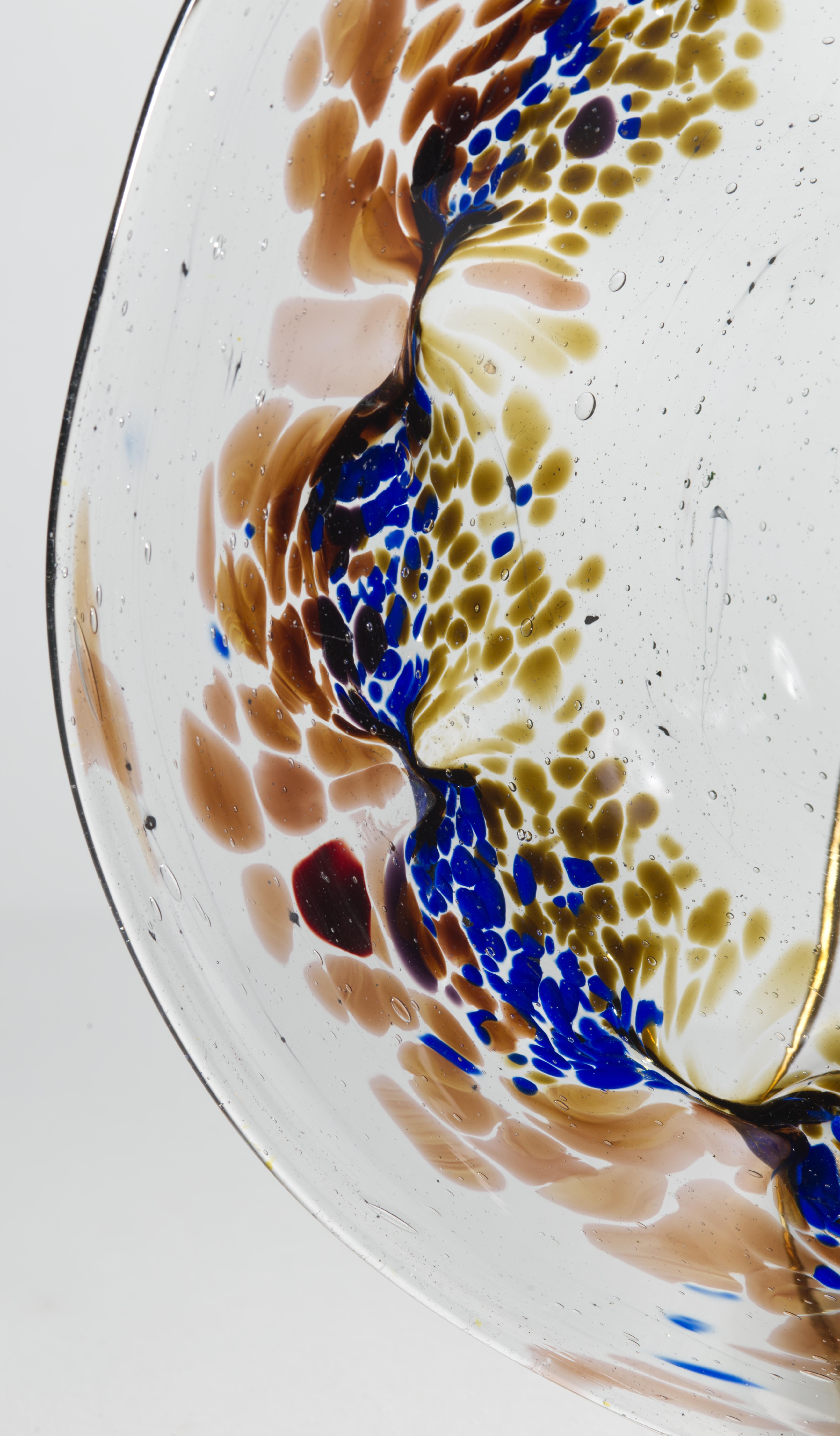 Hand-Crafted Vintage British Studio Art Glass Bowl by Pauline Solven For Sale