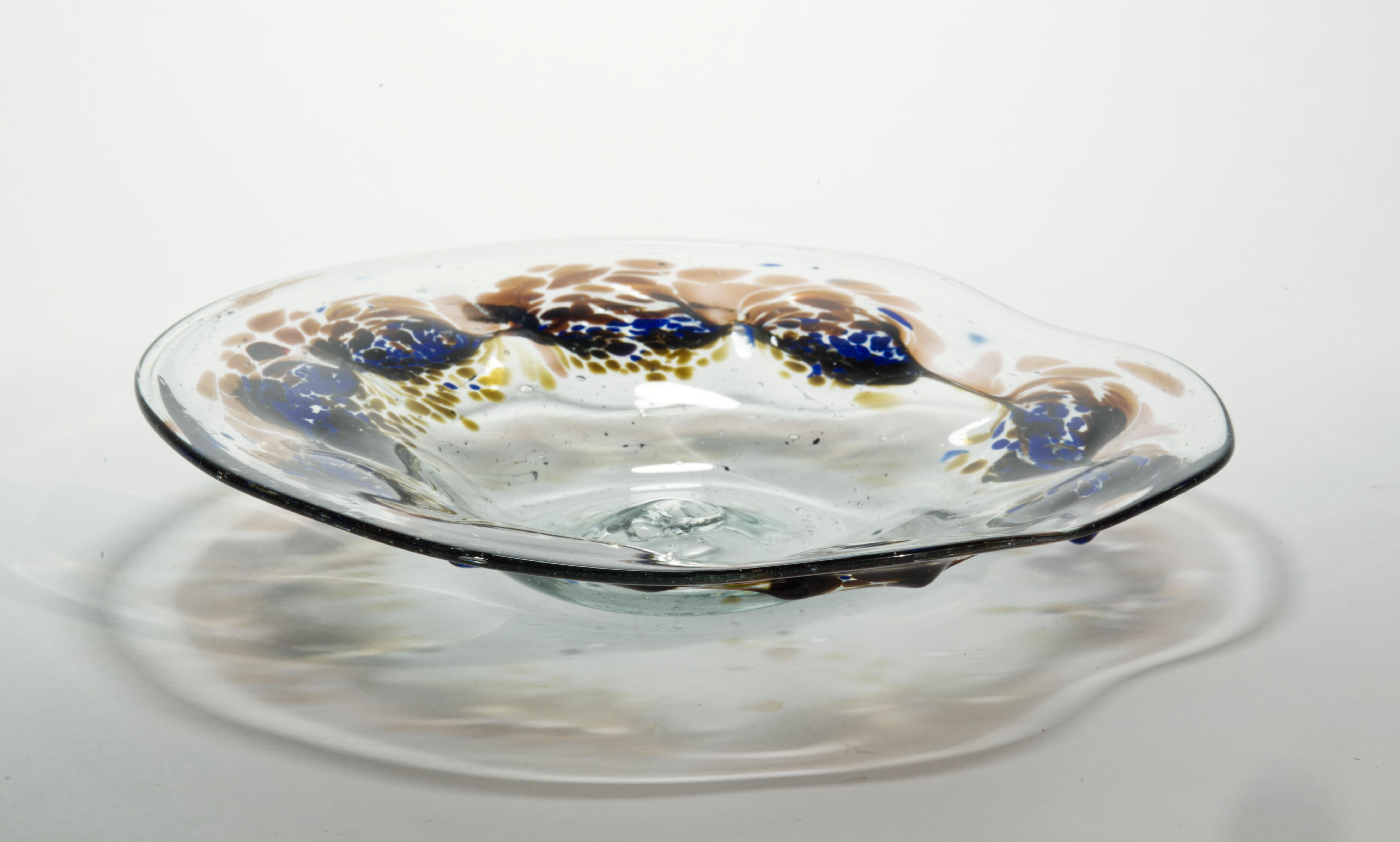 Vintage British Studio Art Glass Bowl by Pauline Solven For Sale 2