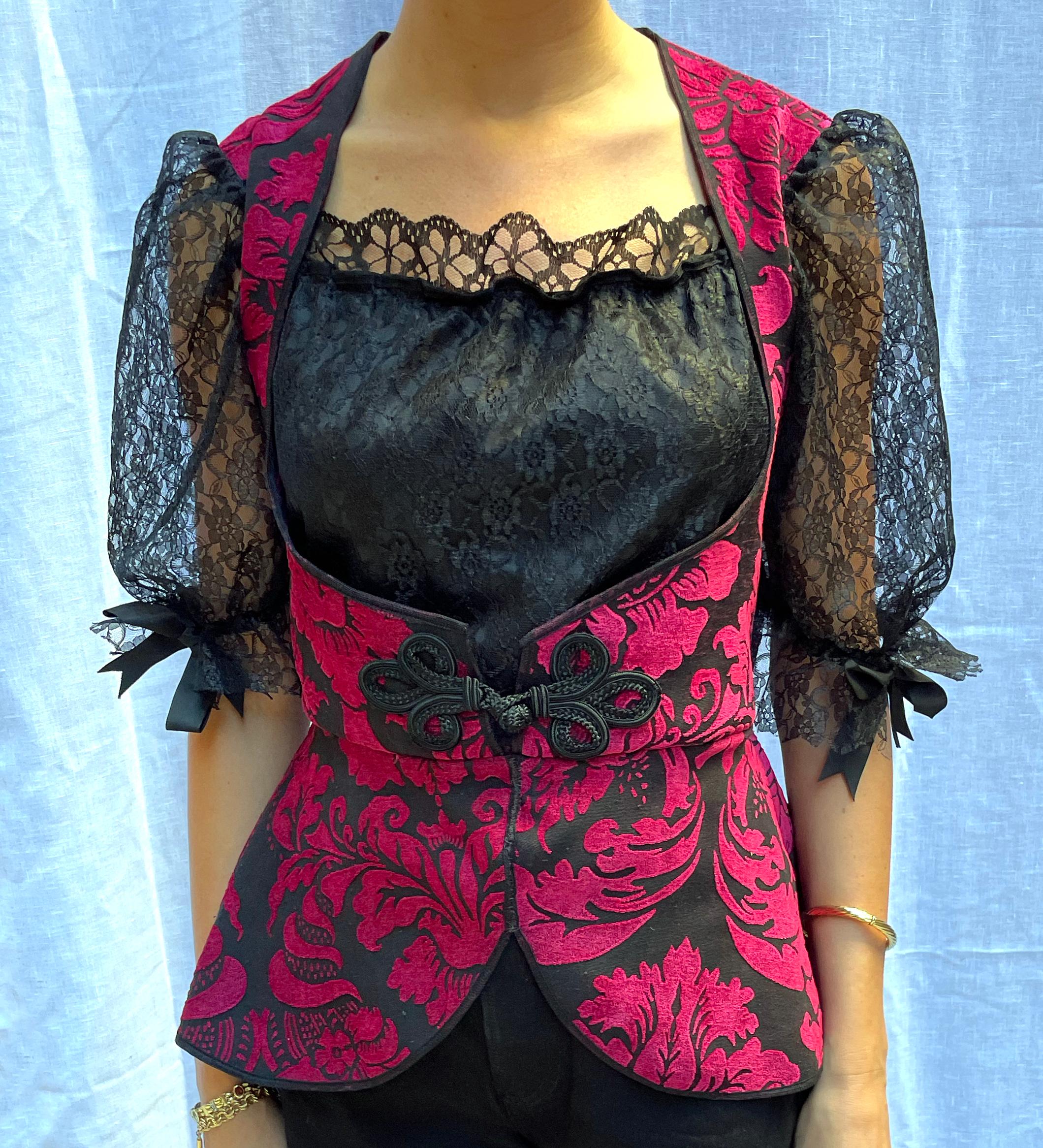 Vintage Brocade and Lace Dirndl Top For Sale 5