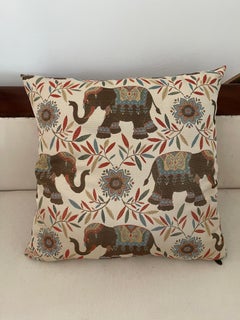 Vintage Brocade Pillow with Elephants Feather Down  Insert