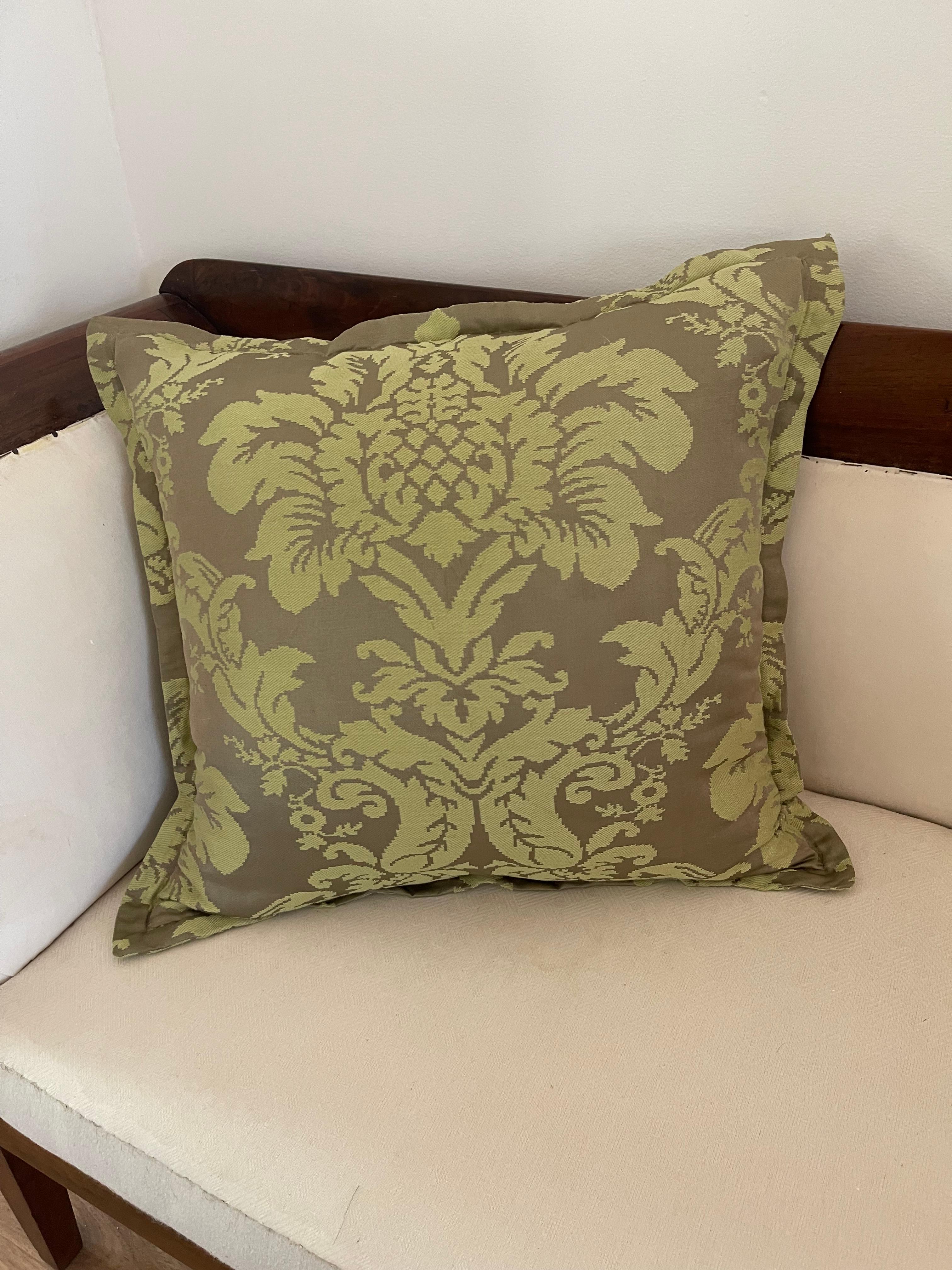 Bohemian Vintage Brocade Pillow With Feather Down Insert For Sale