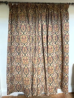 Vintage Brocade Strapwork Curtains Arts & Crafts style 82"high 317"long