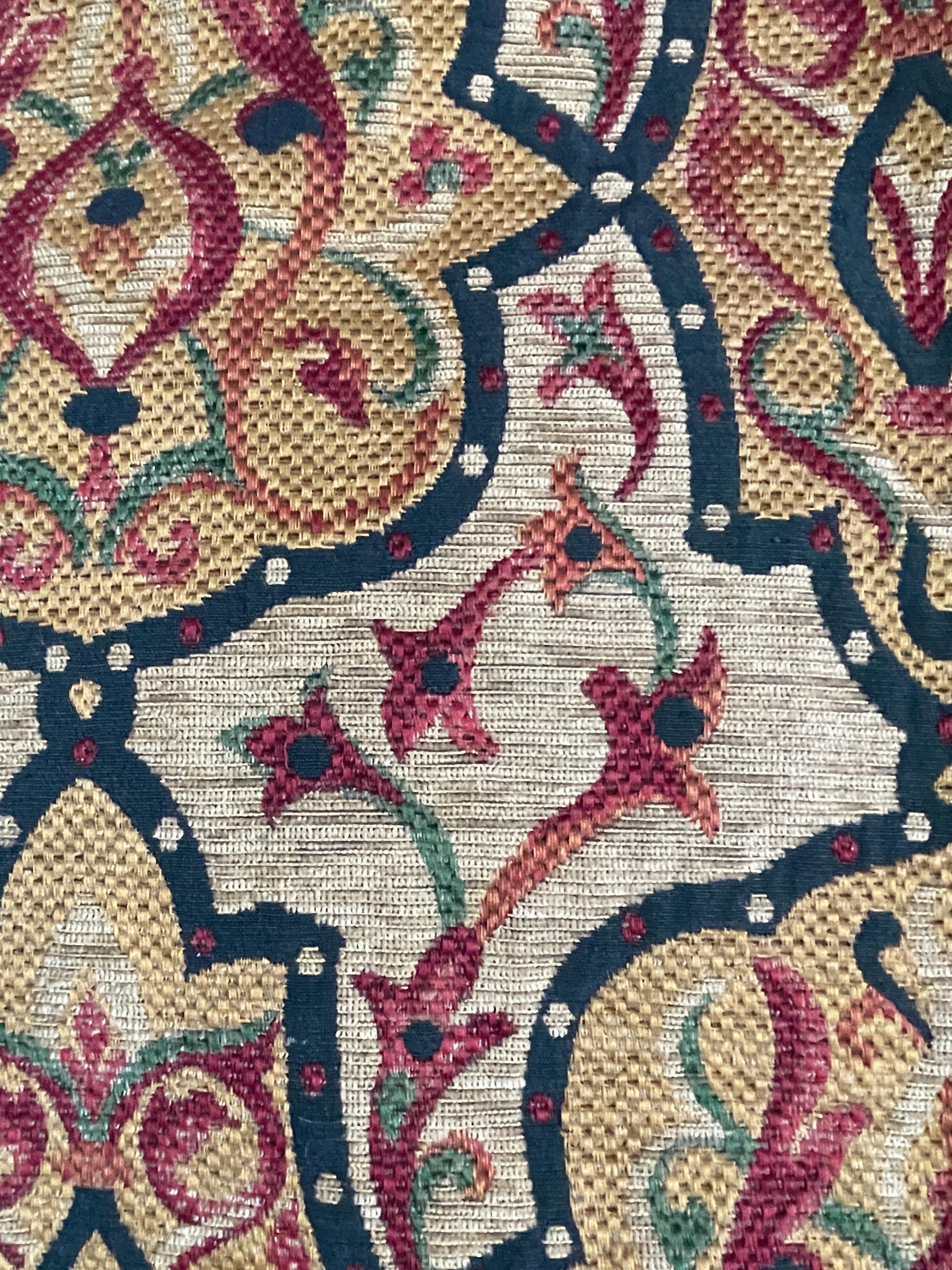 Mid-20th Century Vintage Brocade Strapwork Curtains Arts & Crafts style 82