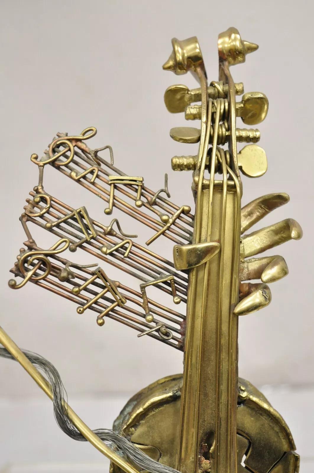 Escultura vintage de violín de bronce 
