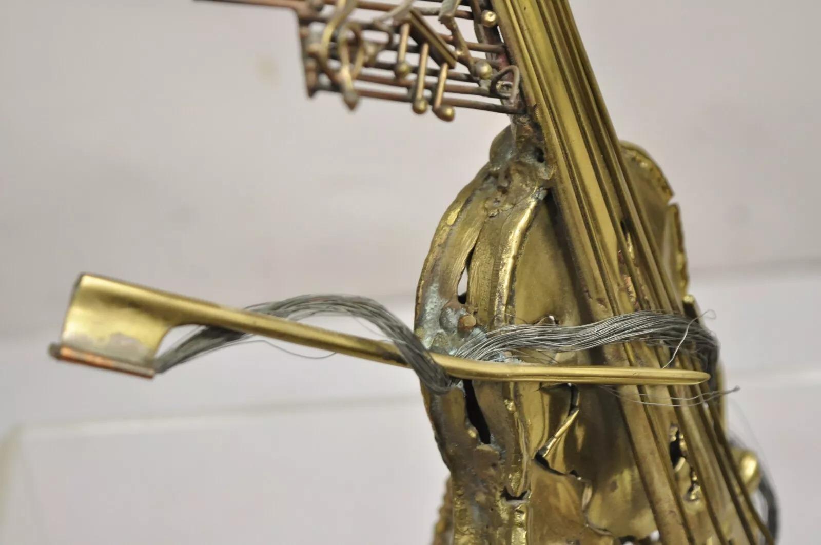Escultura vintage de violín de bronce 