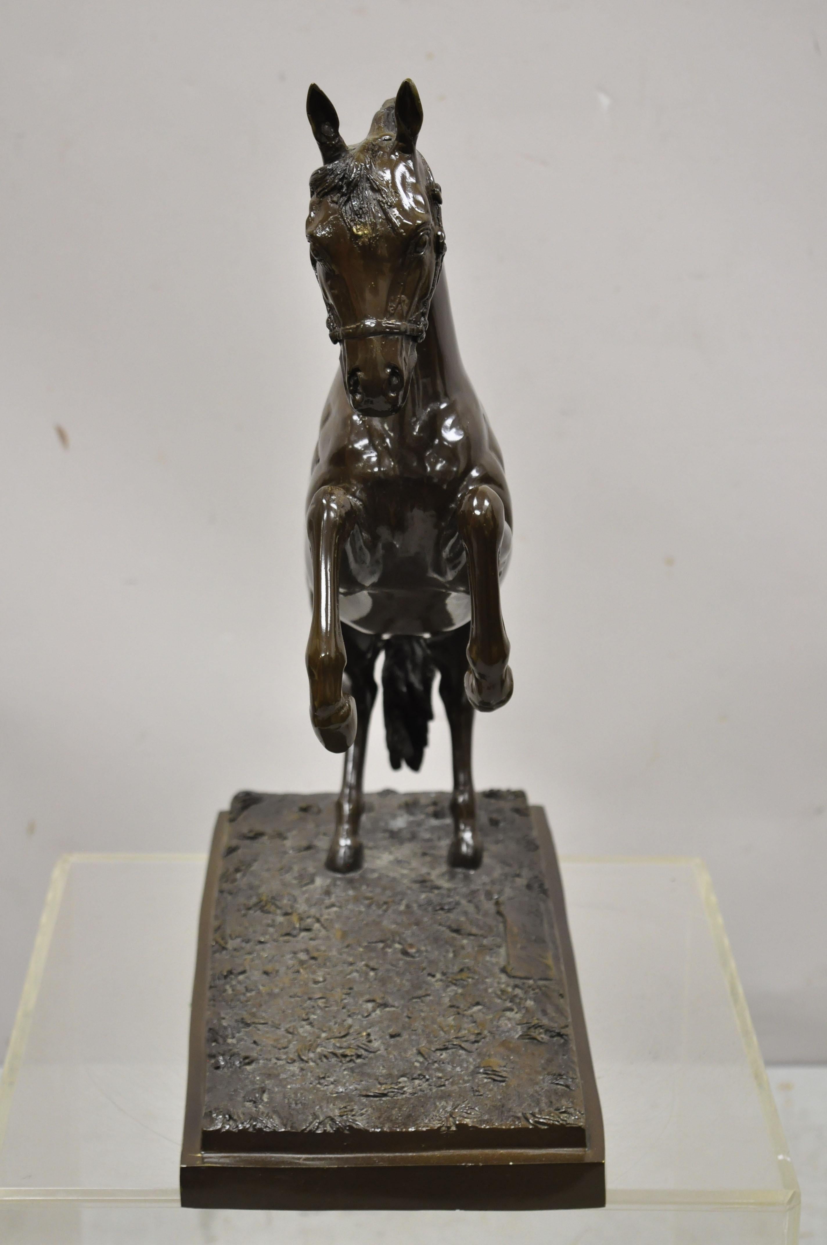 Vintage Bronze Rearing Horse Sculpture Statue Figure Signed N. Luse 4