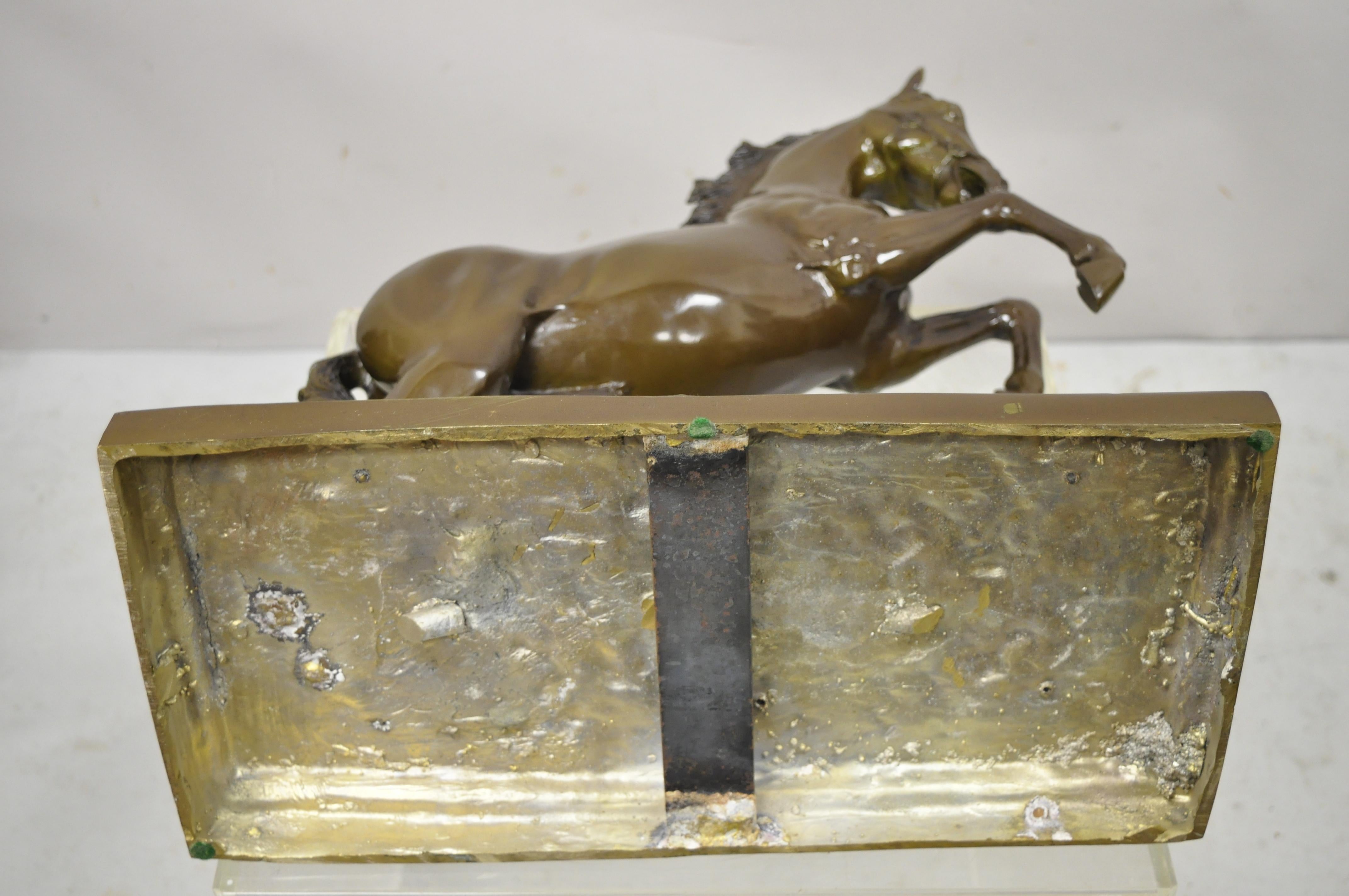 Vintage Bronze Rearing Horse Sculpture Statue Figure Signed N. Luse 2