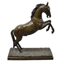 Vintage Bronze Rearing Horse Sculpture Statue Figure Signed N. Luse