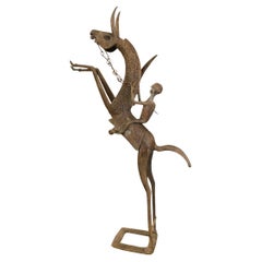 Vintage Bronze African Dogon Equestrian Warrior Sculpture