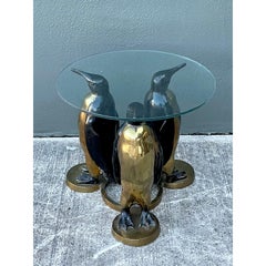 Vintage Bronze and Brass Penguin Table After Joseph D’aste