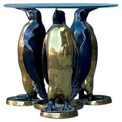 Vintage Bronze and Brass Penguin Table After Joseph D’aste