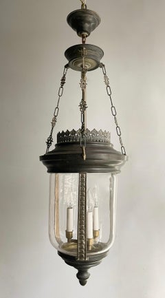 Vintage Bronze And Glass Chandelier Lantern