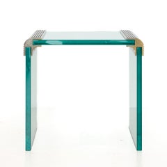 Vintage Bronze and Glass Waterfall Side Table