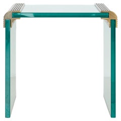 Mesa auxiliar vintage de bronce y cristal en cascada