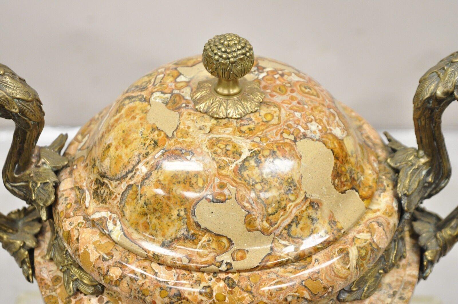 20th Century Vintage Bronze and Marble French Baroque Style Lidded Urn Centerpiece Cassolette For Sale