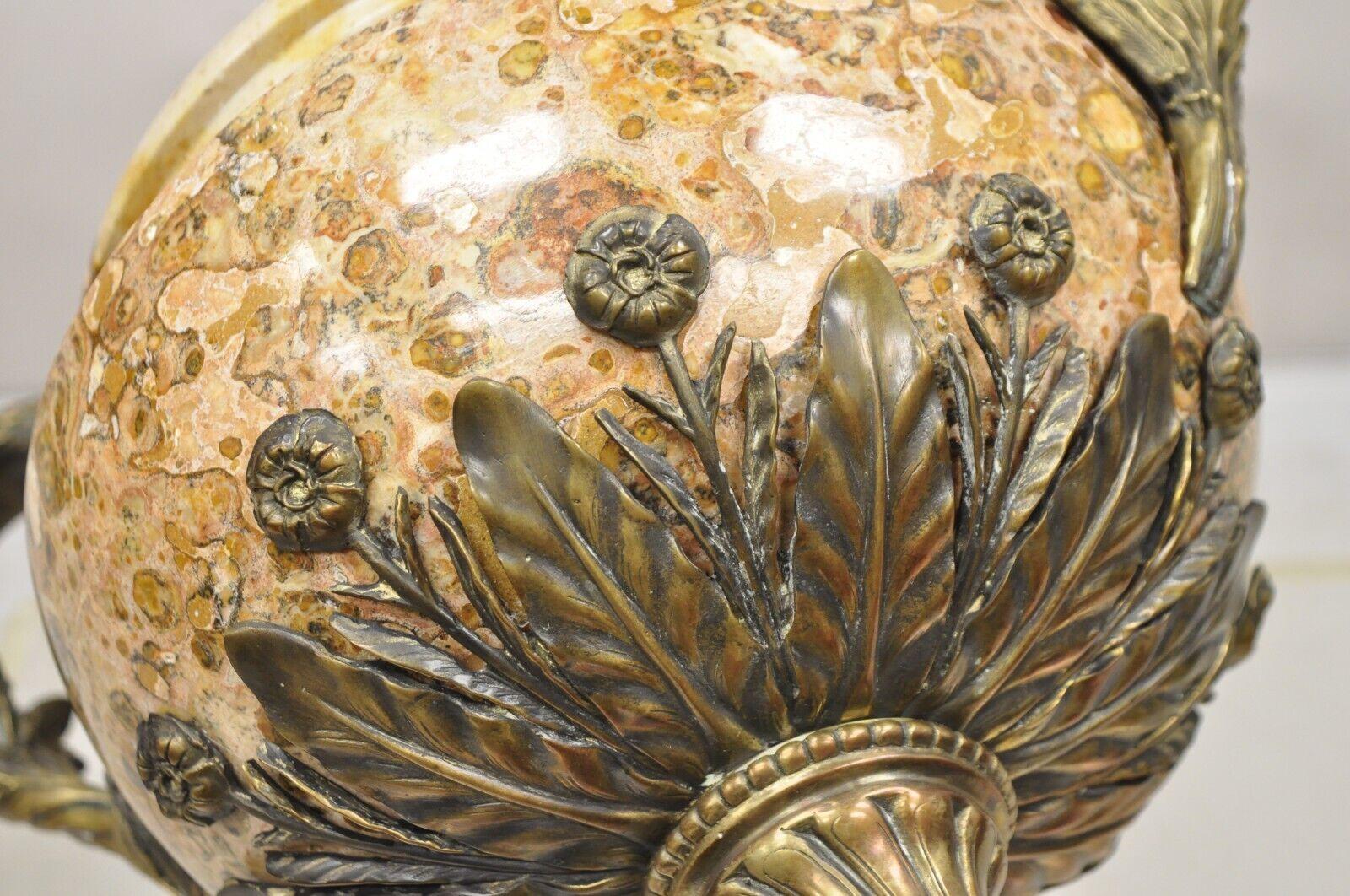 Vintage Bronze and Marble French Baroque Style Lidded Urn Centerpiece Cassolette For Sale 2